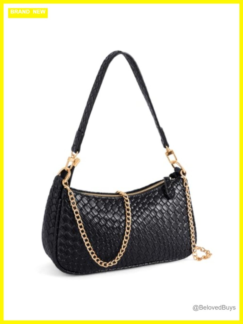 Faux Leather Hobo Shoulder Bag with Removable Gold Chain Strap, Small Retro